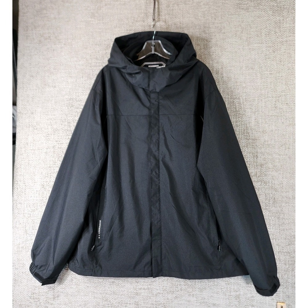 Moerdeng Rain Jacket Mens XL Black Waterproof Outdoor Lightweight Reflective EUC